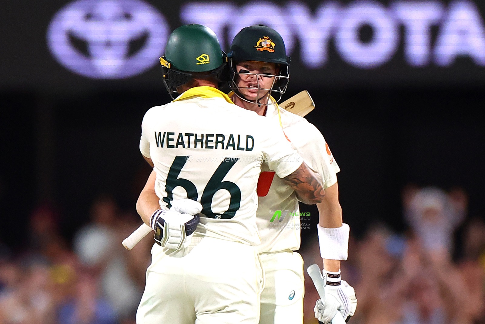 Steve Smith of Australia  celebrates Australia winning during the day 4 of the Second Test in the NRMA Insurance Ashes Series Australia vs England at The Gabba, Brisbane Cricket Ground, Brisbane, Australia, 7th December 2025

(Photo by Pat Hoelscher/News Images)

*** GER AUT SUI OUT ***