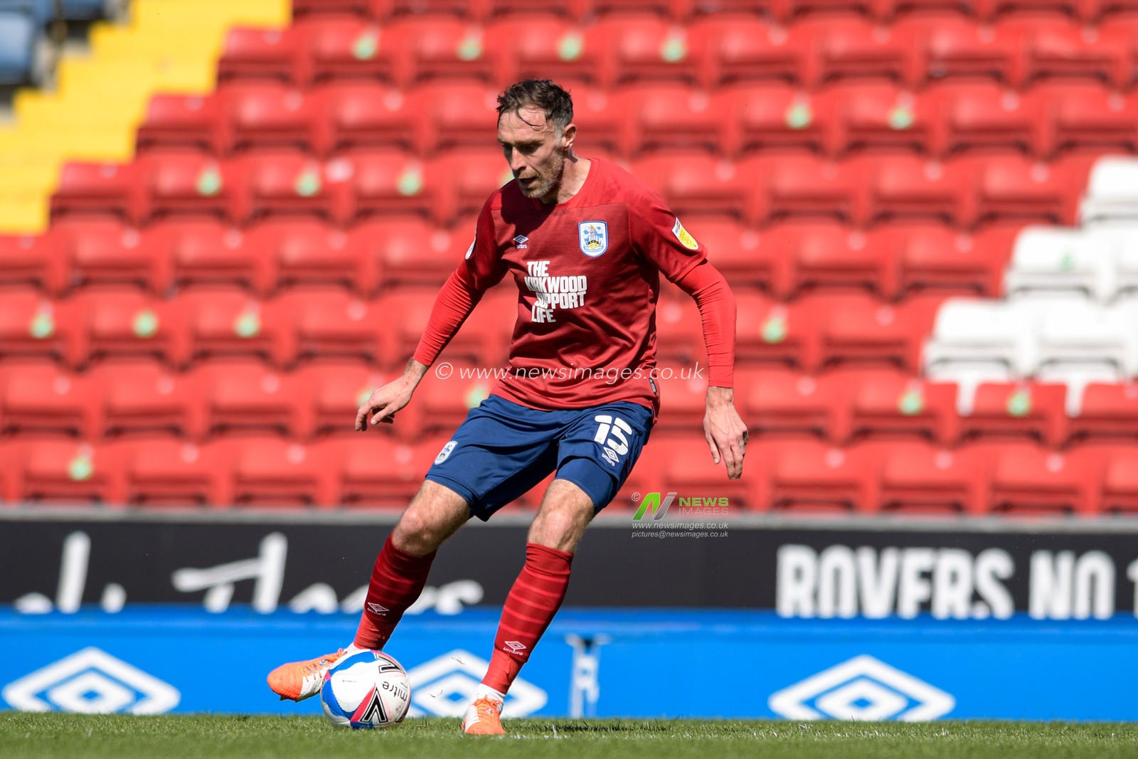 Richard Keogh #15 of Huddersfield Town with the ball