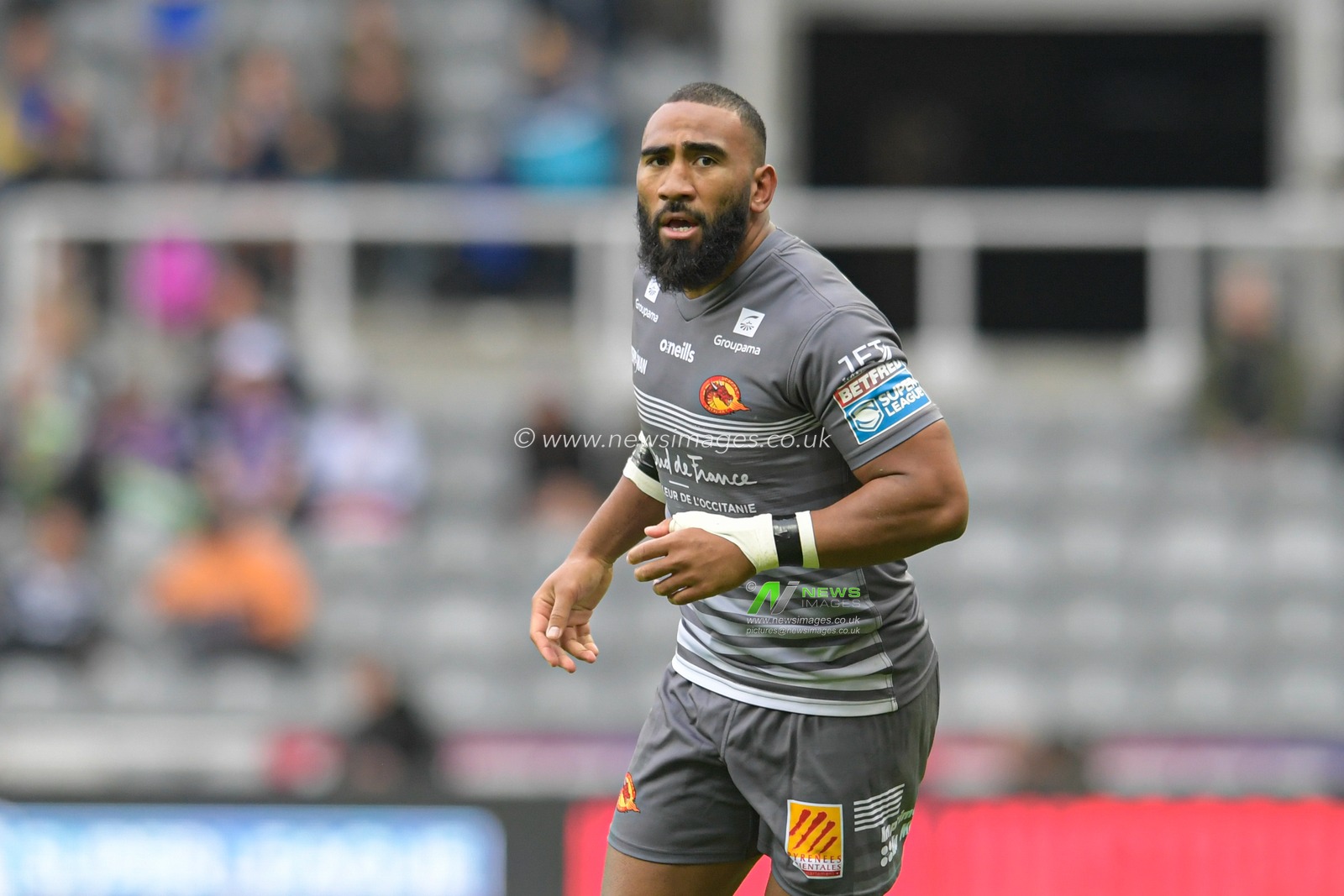 Samisoni Langi (3) of Catalans Dragons in action during the game