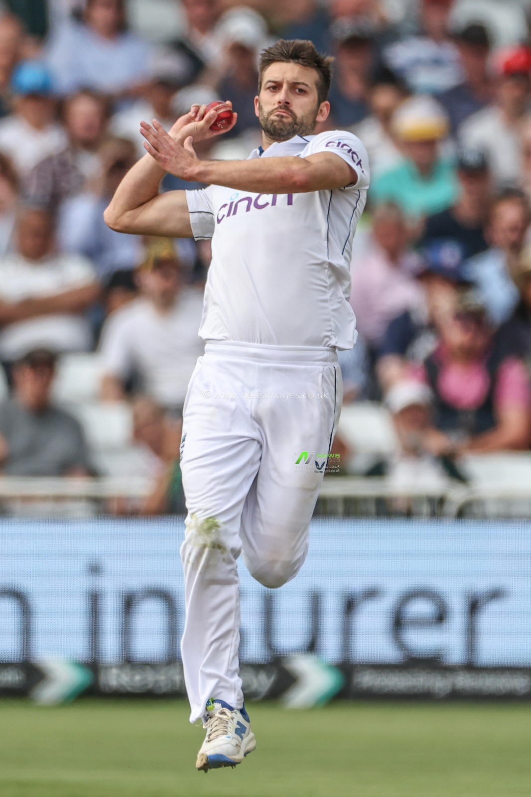 Mark Wood of England delivers the ball during the Rothesay Test Match day four match England vs West Indies at Trent Bridge, Nottingham, United Kingdom, 21st July 2024

(Photo by Mark Cosgrove/News Images)