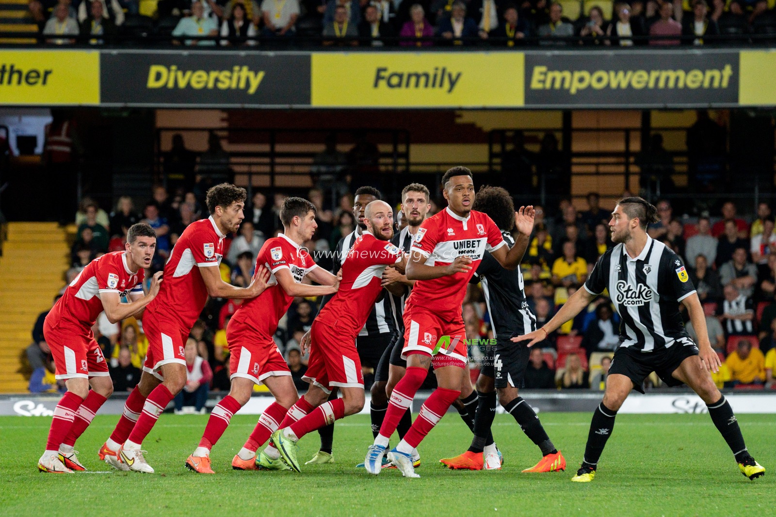 Middlesbrough corner kick team jostle for position