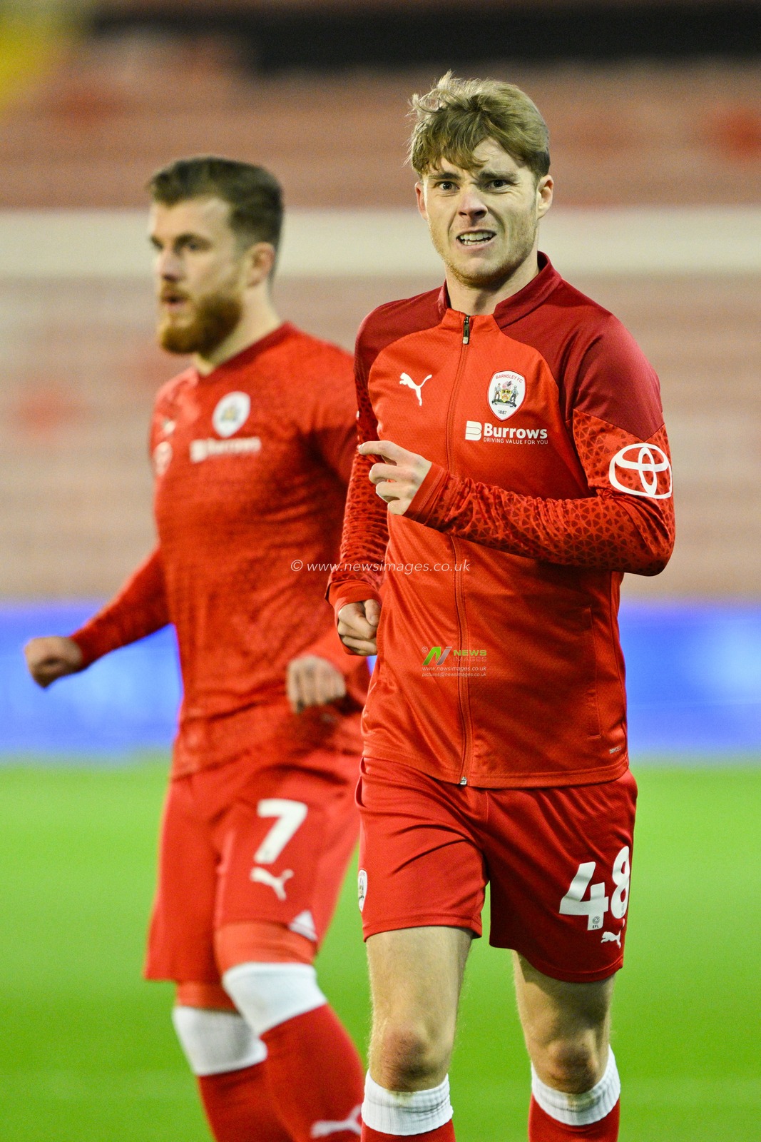 Luca Connell #48 of Barnsley warms up ahead of the match, during the Sky Bet League 1 match Barnsley vs Wycombe Wanderers at Oakwell, Barnsley, United Kingdom, 28th November 2023

(Photo by Cody Froggatt/News Images)