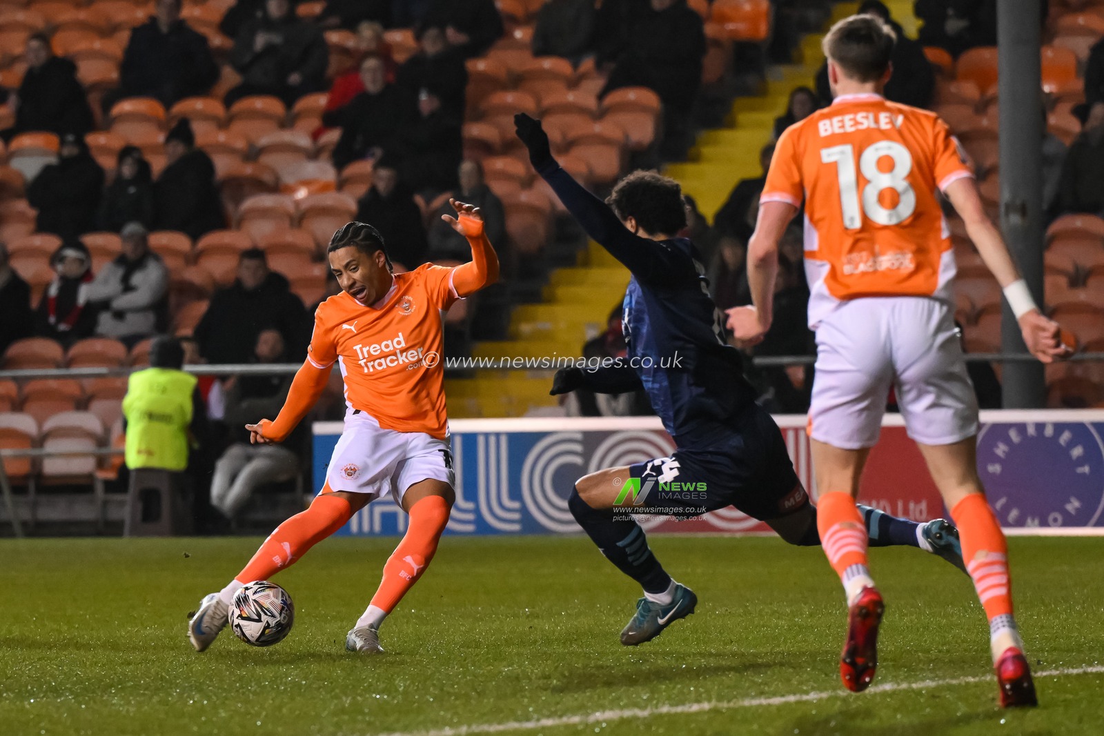 Sammy Slivera of Blackpool shoots on goal during the Sky Bet League 1 match Blackpool vs Rotherham United at Bloomfield Road, Blackpool, United Kingdom, 11th February 2025

(Photo by Craig Thomas/News Images)