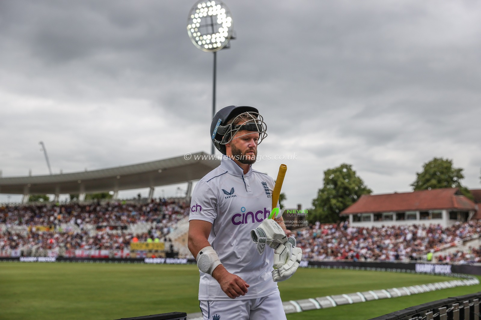 Ben Duckett of England leaves the field of play after being bowled out by Alzarri Joseph of West Indies during the Rothesay Test Match day three England vs West Indies at Trent Bridge, Nottingham, United Kingdom, 20th July 2024

(Photo by Mark Cosgrove/News Images)