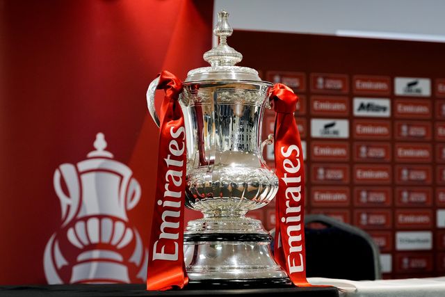 The Football Association Challenge Cup trophy with its travelling base during the pre-match press conference for the FA Cup Fifth round match Mansfield v Arsenal to be played at One Call Stadium, Mansfield, United Kingdom on 07 March 2026

(Photo by Maynard Manyowa/News Images)