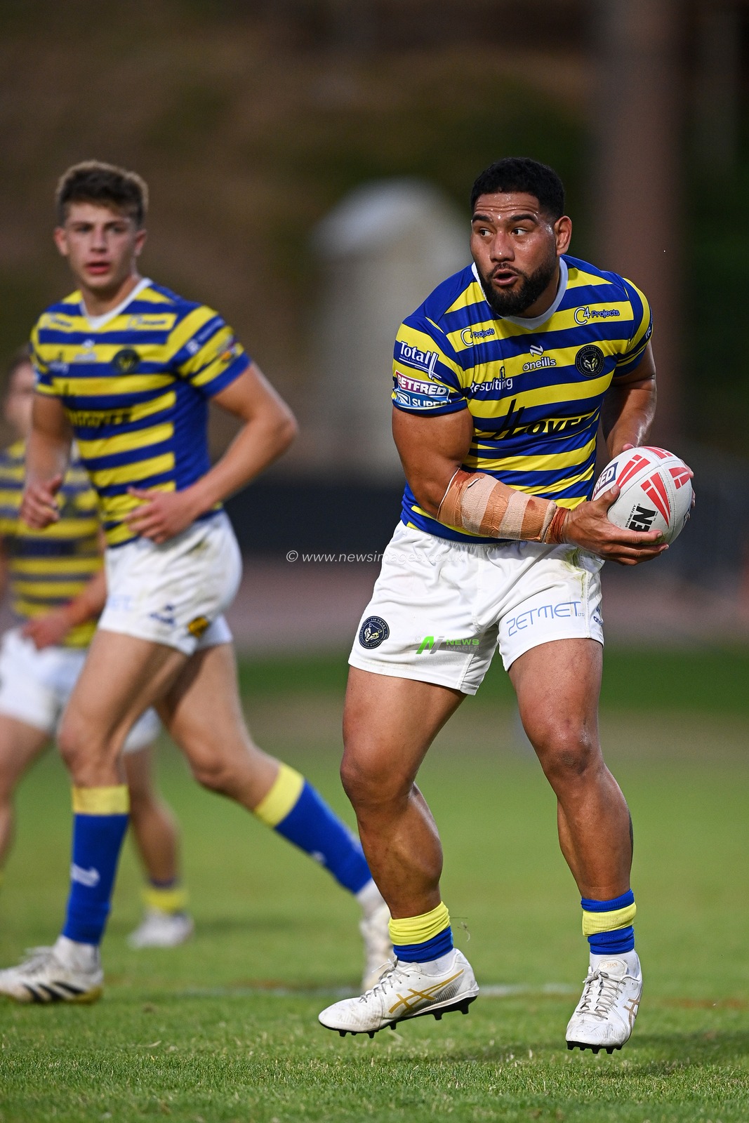 Kelepi Tanginoa of Warrington Wolves during the Betfred Super League round 22 match Bradford Bulls vs Warrington Wolves at Odsal Stadium, Bradford, United Kingdom on 08 August 2026

(Photo by Ben Roberts/News Images)