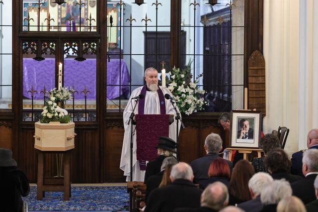 The service under way during the Funeral of Harold Dennis “Dickie” Bird OBE at St Mary's Church, Barnsley, United Kingdom, 19th October 2025

(Photo by Mark Cosgrove/News Images)