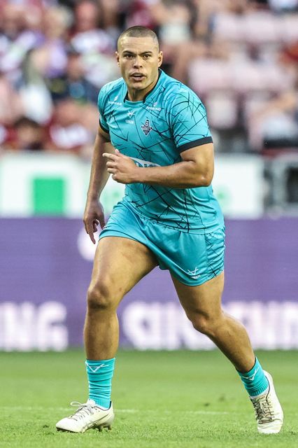 Tui Lolohea of Huddersfield Giants during the Betfred Super League round 18 match Wigan Warriors vs Huddersfield Giants at The Brick Community Stadium, Wigan, United Kingdom, 11th July 2025

(Photo by Alfie Cosgrove/News Images)