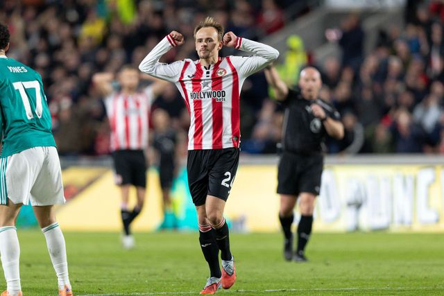 Mikkel Damsgaard of Brentford rues a missed chance on goal during the Premier League match Brentford vs Liverpool at The Gtech Community Stadium, London, United Kingdom, 25th October 2025

(Photo by Ian Stephen/News Images)