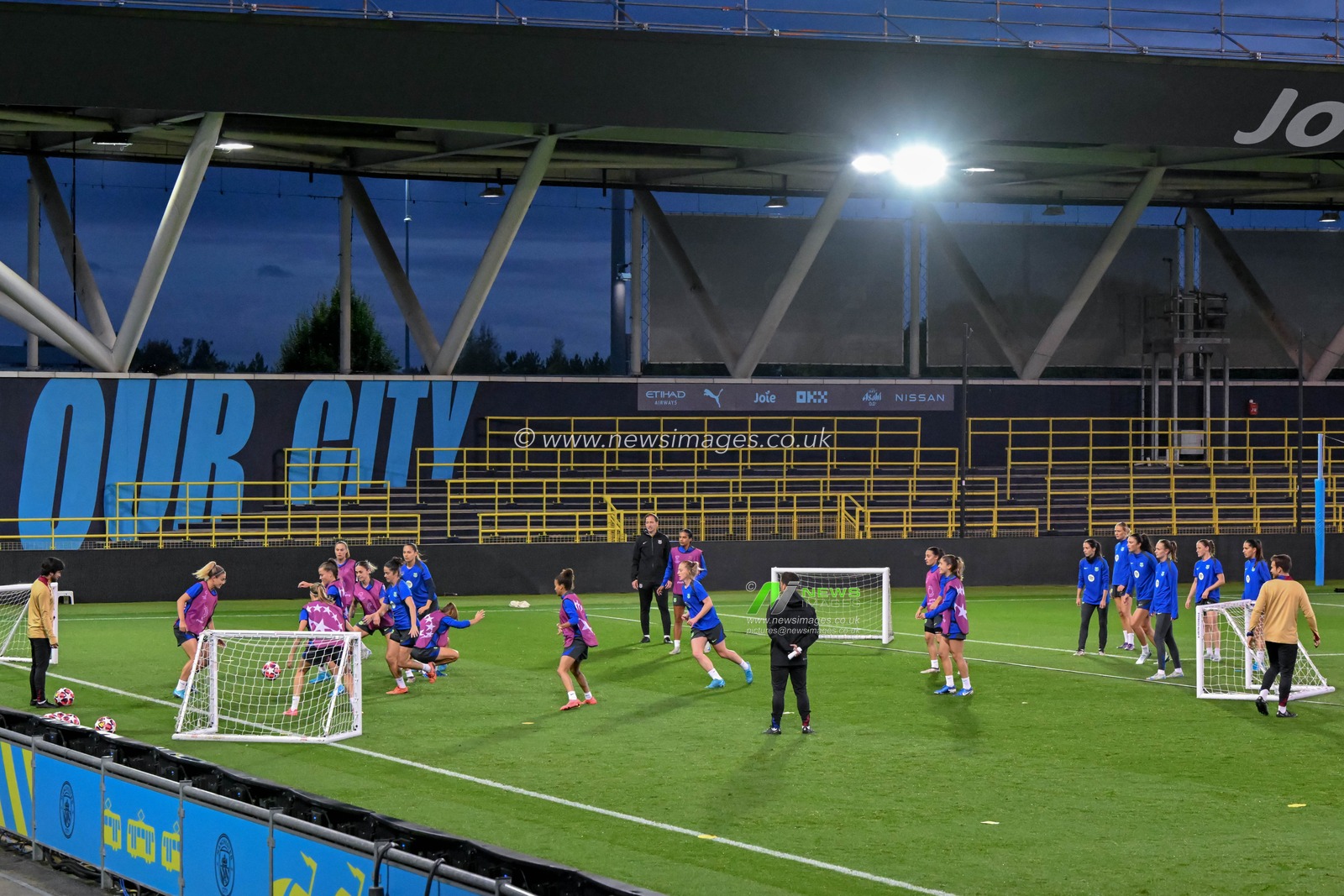 A general view of Barcelona women Champions league open training session at Joie Stadium, Manchester, United Kingdom, 8th October 2024

(Photo by Cody Froggatt/News Images)