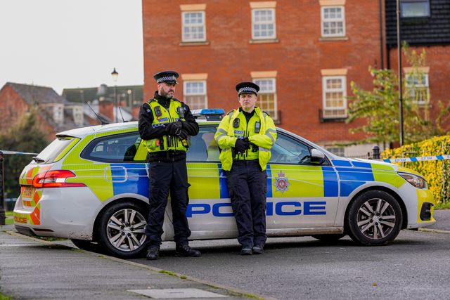 Police officers man a cordon on Cambridge Street, Derby, during a Major Explosives Incident in Derby that began on Thursday December 4 when police executed a warrant at an address on Vulcan Street, Derby, that saw two men arrested on suspicion of explosives offences and 200 homes evacuated (Maynard Manyowa / News Images)