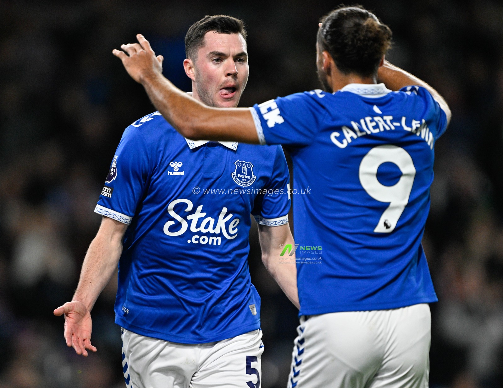 Michael Keane 5# of Everton Football Club celebrates his goal to make it 0-2, during the Premier League match Burnley vs Everton at Turf Moor, Burnley, United Kingdom, 16th December 2023

(Photo by Cody Froggatt/News Images)