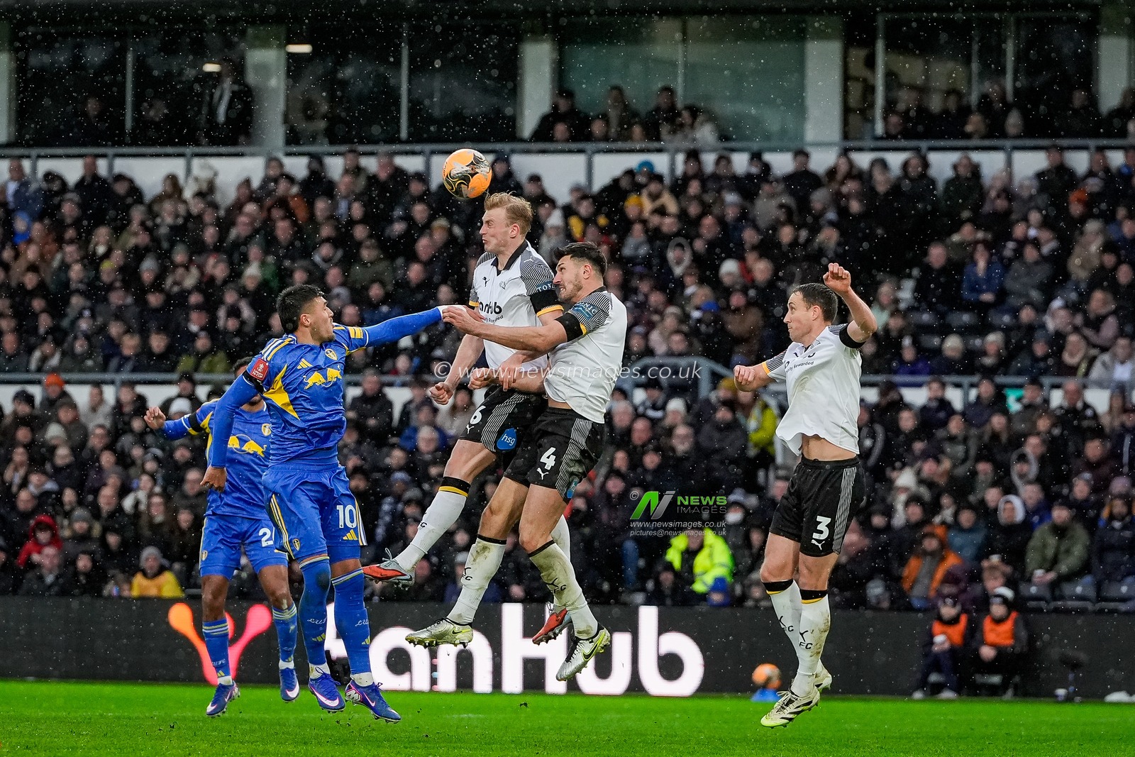 Sondre Langas of Derby County heads the ball away during the Emirates FA Cup Third Round match Derby County vs Leeds United at Pride Park Stadium, Derby, United Kingdom, 11th January 2026

(Photo by Maynard Manyowa/News Images)