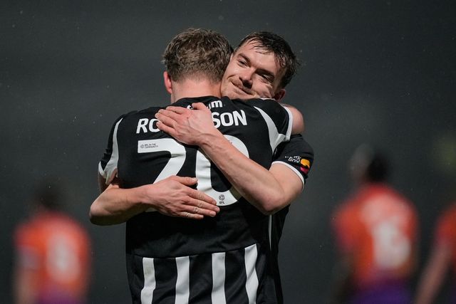 Scott Robertson of Notts County celebrates his goal to make it 1-0 during the Sky Bet League 2 match Notts County vs Gillingham at Meadow Lane, Nottingham, United Kingdom, 3rd February 2026

(Photo by Maynard Manyowa/News Images)