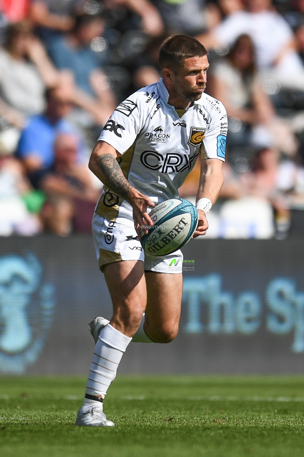 Lewis Jones of Dragons, in action during the game