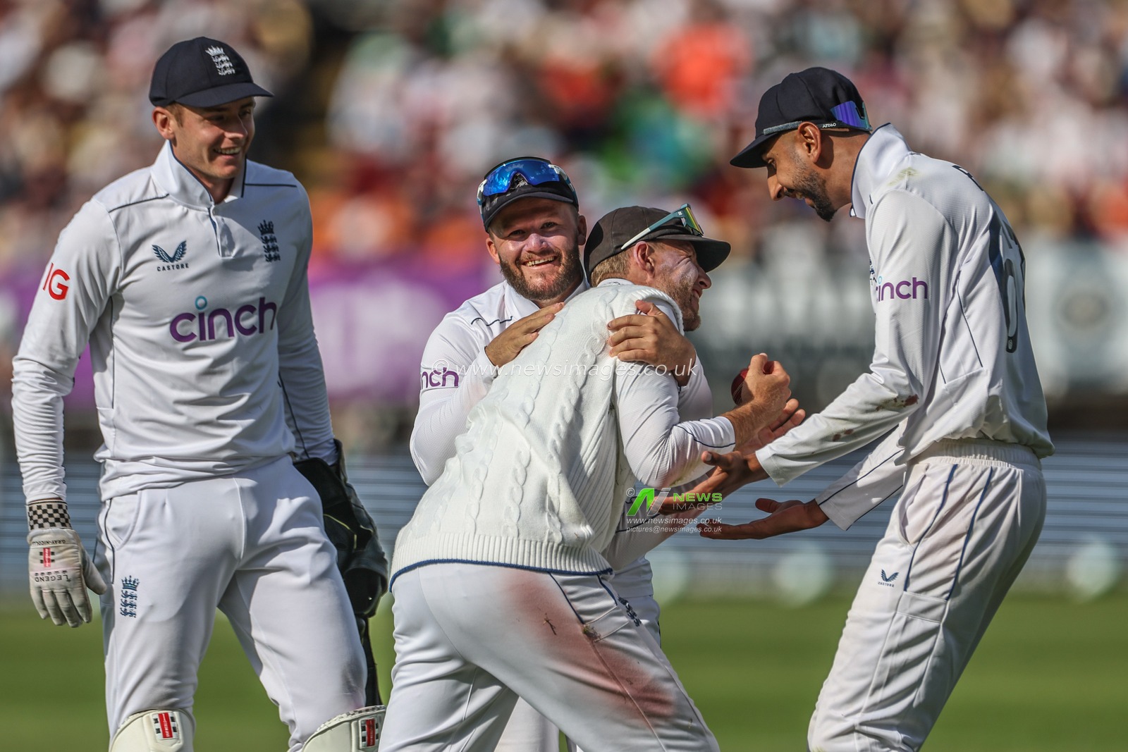 Joe Root of England celebrates catching out Gudakesh Motie of West Indies during the 3rd Rothesay Test Match Day One match England vs West Indies at Edgbaston, Birmingham, United Kingdom, 26th July 2024

(Photo by Mark Cosgrove/News Images)