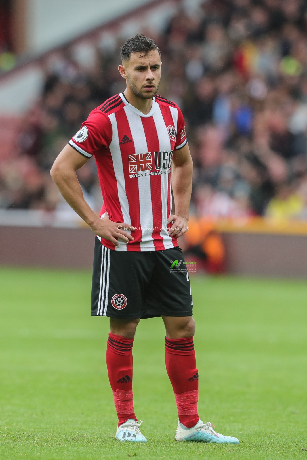 28th September 2019, Bramall Lane, Sheffield, England; Premier League, Sheffield United v Liverpool : George Baldock (2) of Sheffield United during the game

Credit: Mark Cosgrove/News Images