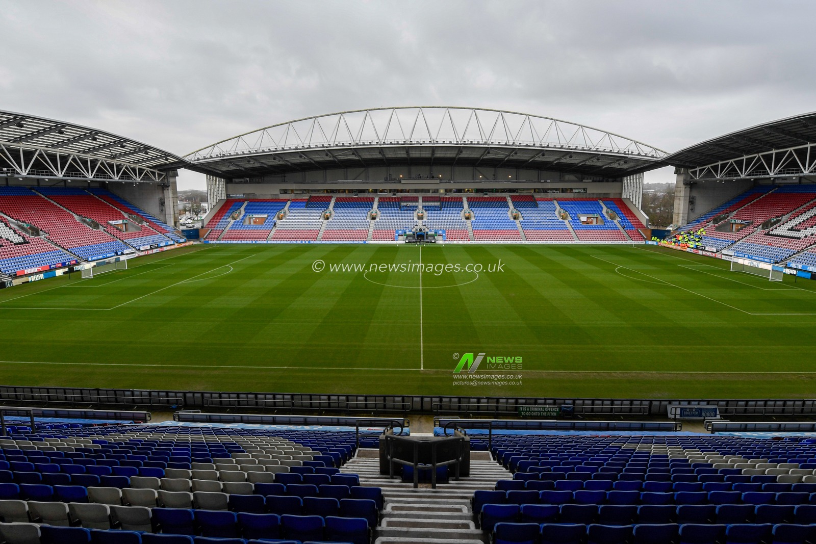 A general view of the DW Stadium, the home of Wigan Athletic, before their Emirates FA Cup 3rd round game against Blackburn Rovers