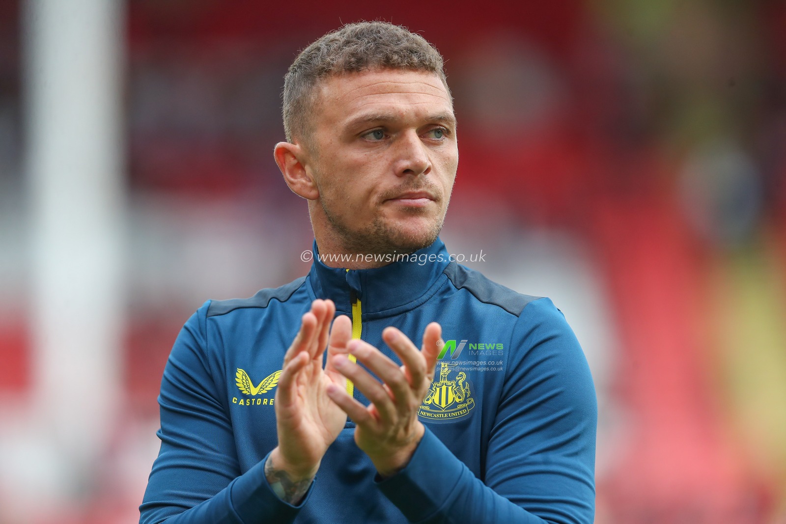 Kieran Trippier #2 of Newcastle United applauds the travelling fans during the pre-game warm up ahead of the Premier League match Sheffield United vs Newcastle United at Bramall Lane, Sheffield, United Kingdom, 24th September 2023

(Photo by Gareth Evans/News Images)