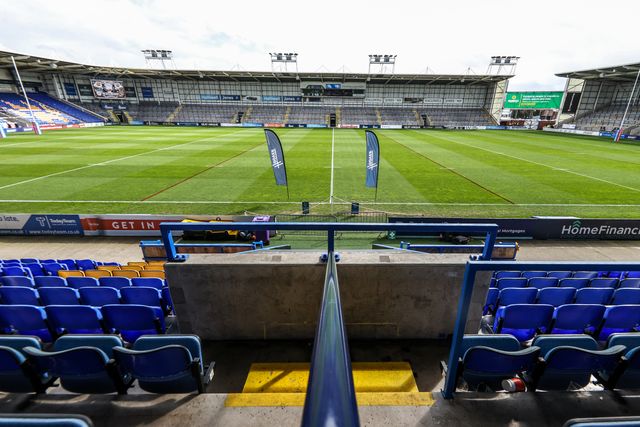 A general view of Halliwell Jones Stadium ahead of the Betfred Challenge Cup Quarter Final match Warrington Wolves vs Leigh Leopards at The Halliwell Jones Stadium, Warrington, United Kingdom on 11 April 2026

(Photo by Alfie Cosgrove/News Images)