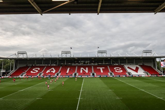 A general view of Totally Wicked Stadium ahead of the Betfred Super League round 23 match St Helens vs Hull FC at Totally Wicked Stadium, St Helens, United Kingdom, 22nd August 2025

(Photo by Alfie Cosgrove/News Images)