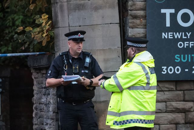 Police officers take notes during the Manchester synagogue terror attack day 2 at Heaton Park Shul, Manchester, United Kingdom, 3rd October 2025

(Photo by Mark Cosgrove/News Images)
