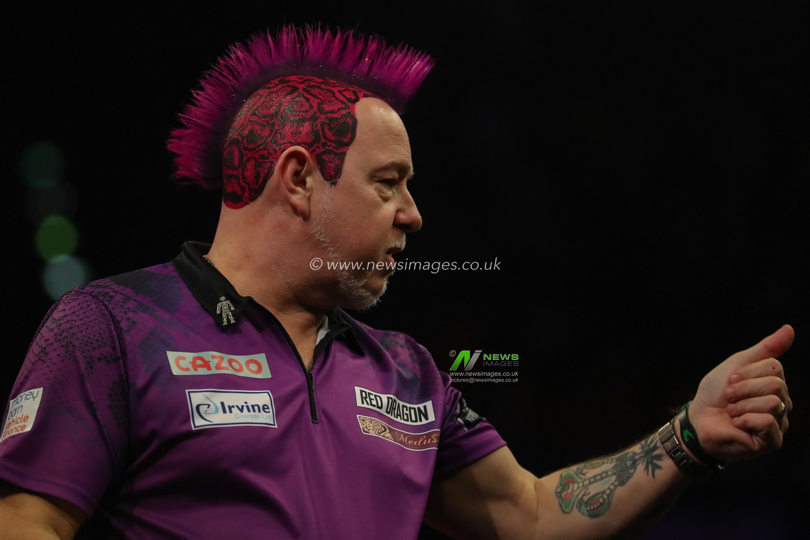 Peter Wright celebrates winning the match during the 2023 Cazoo PDC Premier League Darts Night 10 at Utilita Arena Birmingham, Birmingham, United Kingdom, 6th April 2023

(Photo by Gareth Evans/News Images)