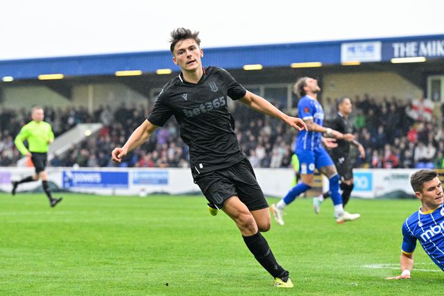 Emre Tezgel of Stoke City celebrates his goal to make it 0-1 Stoke City during the Pre-season friendly match Chester vs Stoke City at Deva Stadium, Chester, United Kingdom, 11th July 2024

(Photo by Cody Froggatt/News Images)