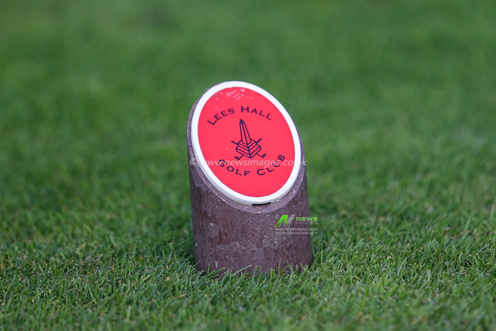 Lees hall emblem is seen at Lees Hall Golf Club, Sheffield, following the easing of England's lockdown to allow far greater freedom outdoors