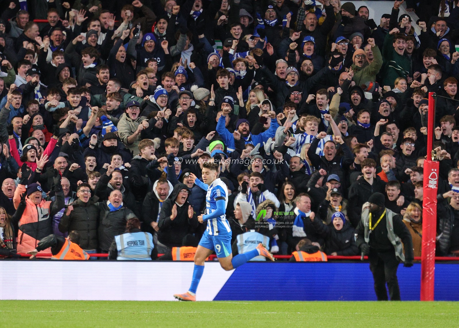 Stefanos Tzimas of Brighton & Hove Albion celebrates his goal to make it 0-2 during the Premier League match Nottingham Forest vs Brighton and Hove Albion at City Ground, Nottingham, United Kingdom, 30th November 2025

(Photo by Richard Bierton/News Images)

*** GER AUT SUI OUT ***