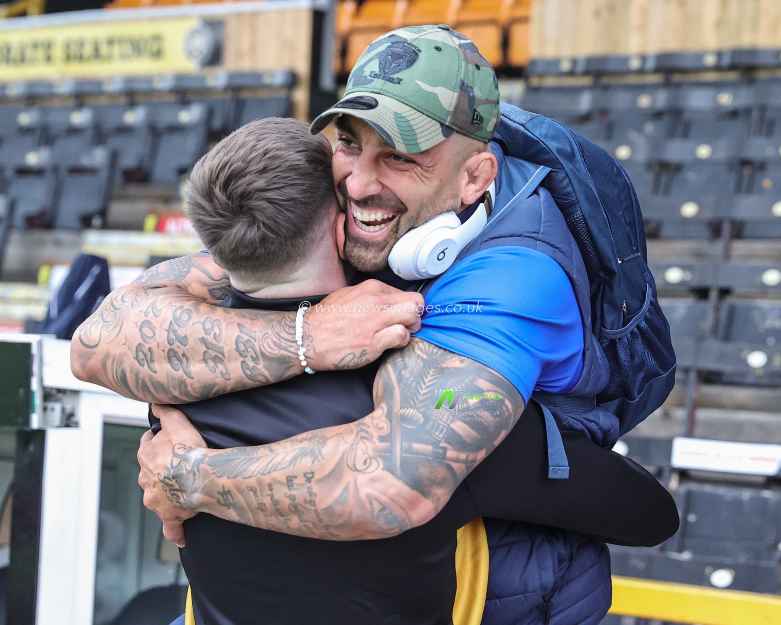 Paul Vaughan #10 of Warrington Wolves embraces 
Riley Dean #40 of Castleford Tigers during the Betfred Super League Round 16 match Castleford Tigers vs Warrington Wolves at The Mend-A-Hose Jungle, Castleford, United Kingdom, 23rd June 2023

(Photo by Mark Cosgrove/News Images)