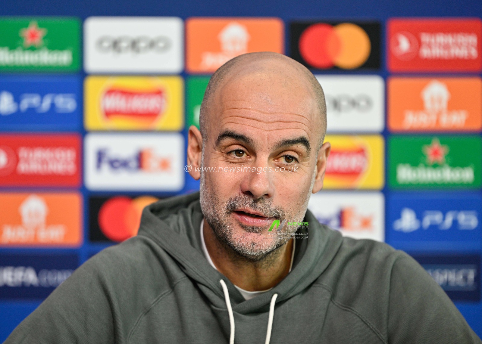 Pep Guardiola manager of Manchester City, during the Manchester City Champions League press Conference at Etihad Campus, Manchester, United Kingdom, 5th March 2024

(Photo by Cody Froggatt/News Images)