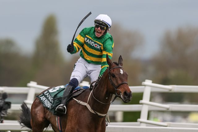 Paul Townend wins the 16:00 Randox Grand National Handicap Chase on I Am Maximus during the Randox Grand National Day 2024 at Aintree Racecourse, Liverpool, United Kingdom, 13th April 2024

(Photo by Mark Cosgrove/News Images)