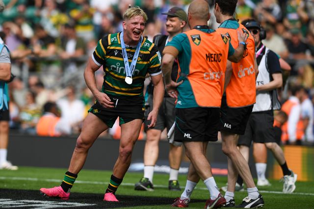 Henry Pollock of Northampton Saints celebrates following Northampton Saints win in the Gallagher PREM Final match Northampton Saints vs Exeter Chiefs at Allianz Stadium, Twickenham, United Kingdom on 20 June 2026.

(Photo by Alex Williamson/News Images)