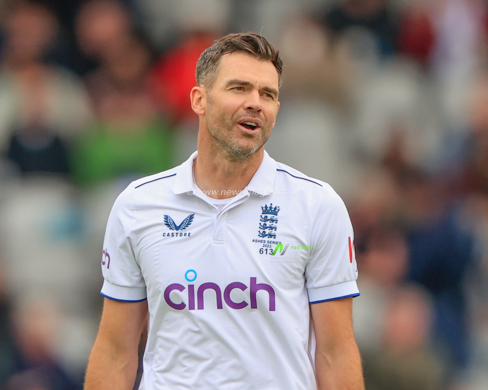 James Anderson of England during the LV= Insurance Ashes Test Series Fourth Test Day Four match England vs Australia at Old Trafford, Manchester, United Kingdom, 22nd July 2023

(Photo by Conor Molloy/News Images)