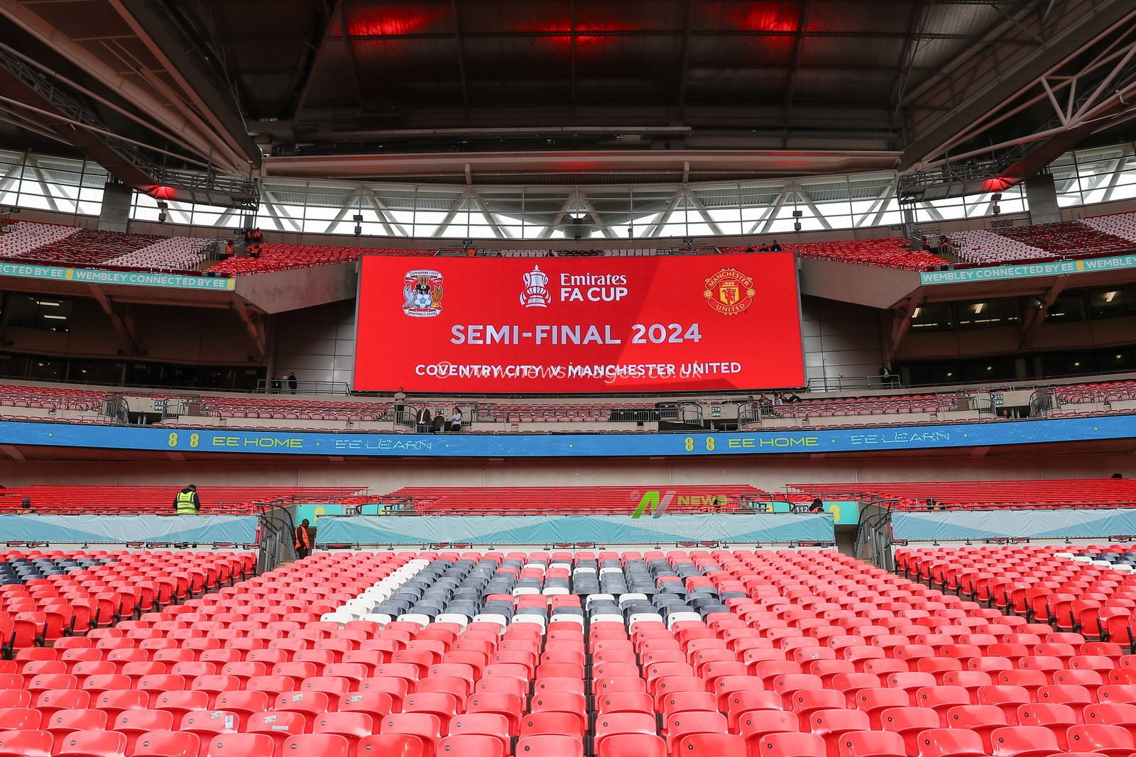 A general view of Wembley Stadium ahead of the Emirates FA Cup Semi-Final match Coventry City vs Manchester United at Wembley Stadium, London, United Kingdom, 21st April 2024

(Photo by Gareth Evans/News Images)