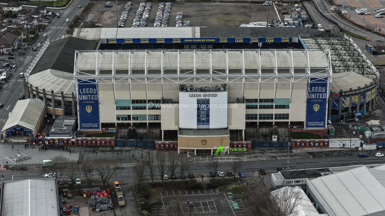 An aerial view of Elland Road during the Premier League match Leeds United vs Manchester City at Elland Road, Leeds, United Kingdom on 28 February 2026

(Photo by Mark Cosgrove/News Images)