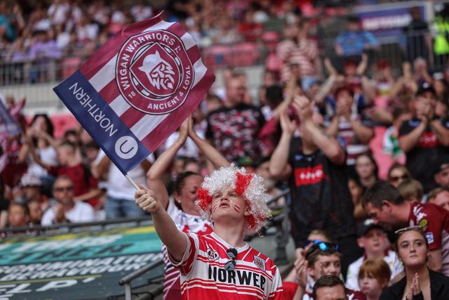 Wigan fans before kickoff during the Betfred Challenge Cup Final match Wigan Warriors vs Hull KR at Wembley Stadium, London, United Kingdom on 30 May 2026

(Photo by Mark Cosgrove/News Images)