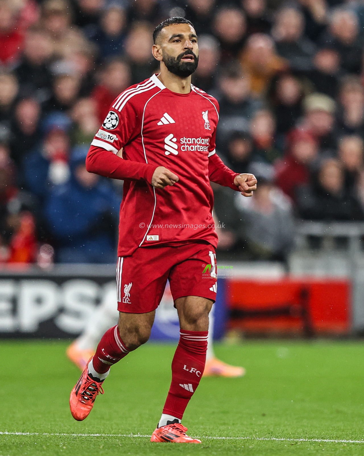 Mohamed Salah of Liverpool during the UEFA Champions League Matchday 4 of 8 Liverpool vs Real Madrid at Anfield, Liverpool, United Kingdom, 4th November 2025

(Photo by Alfie Cosgrove/News Images)

*** GER AUT SUI OUT ***