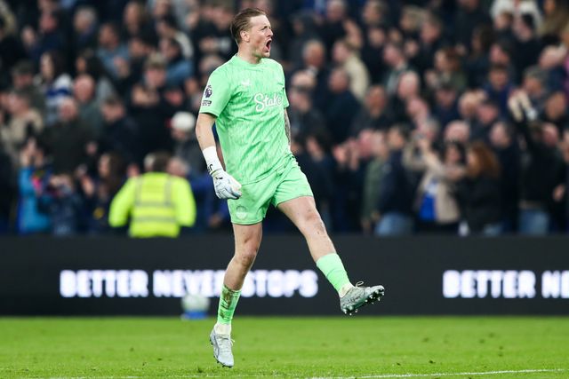 Everton goalkeeper Jordan Pickford celebrates Beto of Everton goal to make it 2-0 during the Premier League match Everton vs Chelsea at Hill Dickinson Stadium, Liverpool, United Kingdom on 21 March 2026

(Photo by Jorge Horsted/News Images)