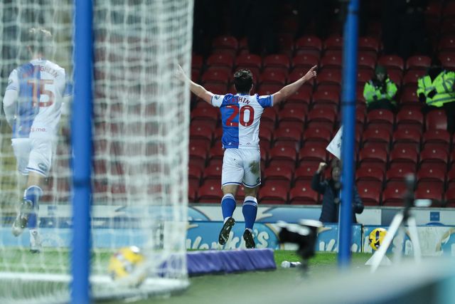 Eiran Cashin of Blackburn Rovers celebrates after making it 1-0 during the Sky Bet Championship match Blackburn Rovers vs Sheffield Wednesday at Ewood Park, Blackburn, United Kingdom, 3rd February 2026

(Photo by Jorge Horsted/News Images)