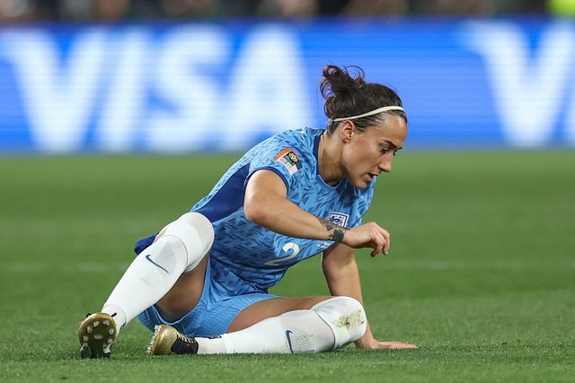 Lucy Bronze #2 of England reacts after Olga Carmona #19 of Spain scores to make it 1-0 during the FIFA Women's World Cup 2023 Final match Spain Women vs England Women at Stadium Australia, Sydney, Australia, 20th August 2023

(Photo by Patrick Hoelscher/News Images)