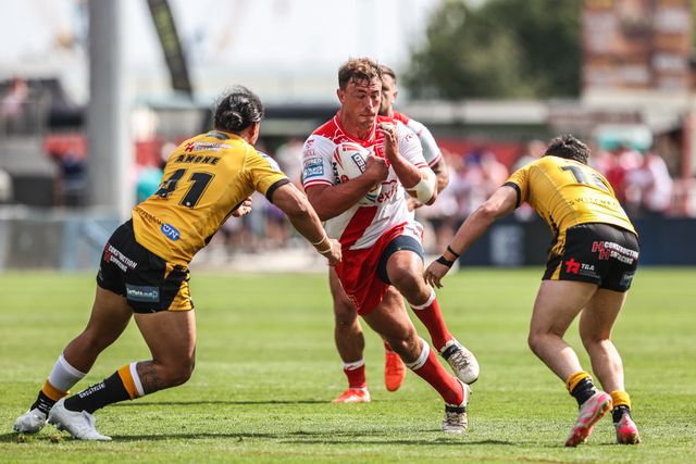 Jai Whitbread of Hull KR goes over for a try during the Betfred Super League round 21 match Hull KR vs Castleford Tigers at Sewell Group Craven Park, Kingston upon Hull, United Kingdom, 9th August 2025

(Photo by Alfie Cosgrove/News Images)