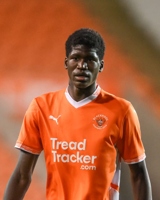 Terry Bondo of Blackpool during the Vertu Trophy match Blackpool vs Aston Villa U21 at Bloomfield Road, Blackpool, United Kingdom, 17th December 2024

(Photo by Craig Thomas/News Images)