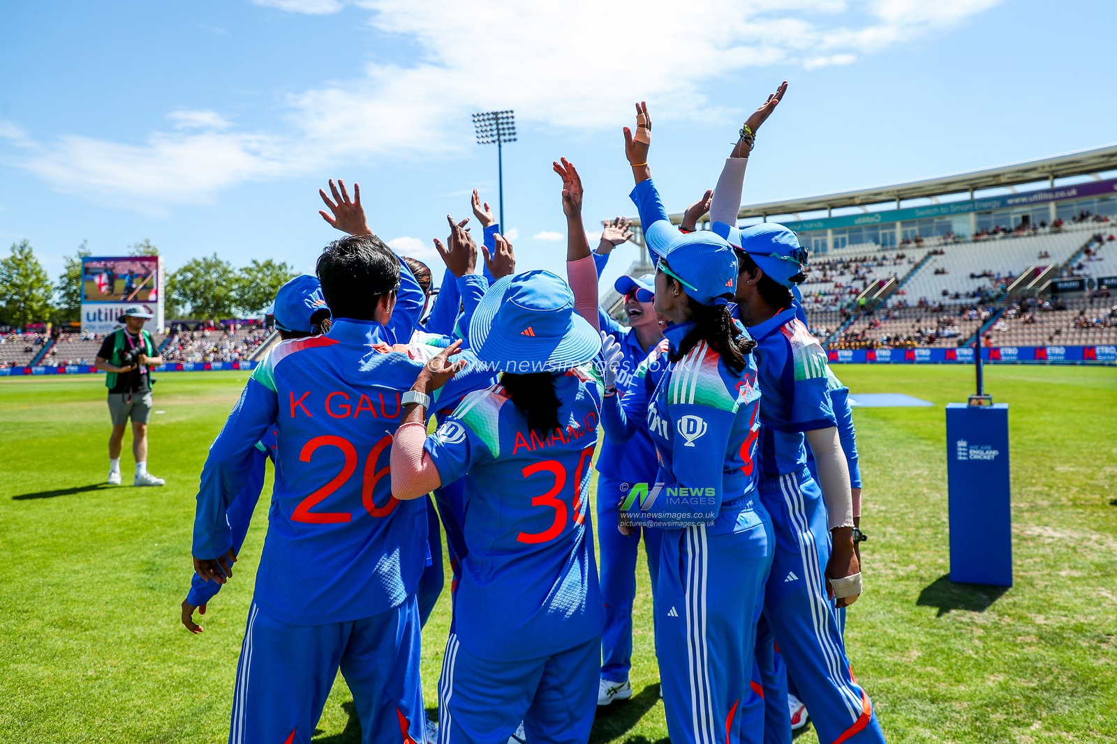 India take to the field during the 1st Metro Bank One Day International match England Women vs India Women at The Utilita Bowl, Southampton, United Kingdom, 16th July 2025

(Photo by Izzy Poles/News Images)
