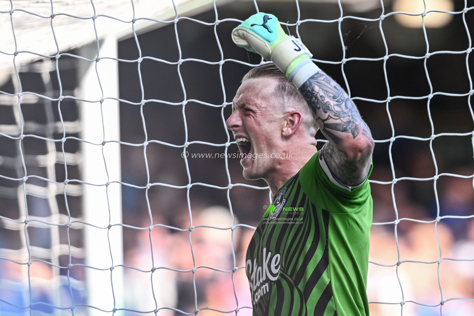 Jordan Pickford #1 of Everton celebrates Abdoulaye Doucoure #16 of Everton goal to make it 1-0 during the Premier League match Everton vs Bournemouth at Goodison Park, Liverpool, United Kingdom, 28th May 2023

(Photo by Craig Thomas/News Images)