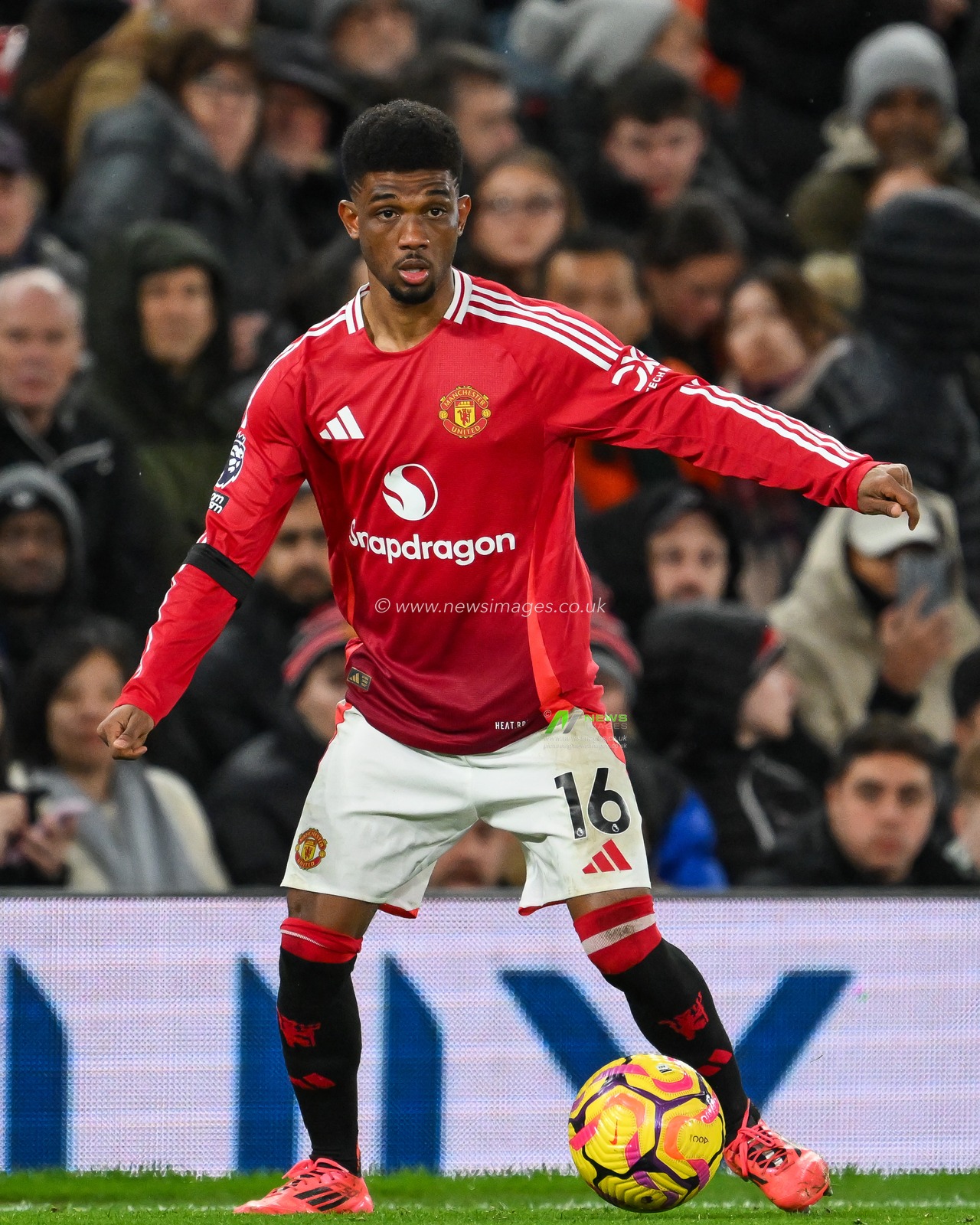Amad Diallo of Manchester United in action during the Premier League match Manchester United vs Nottingham Forest at Old Trafford, Manchester, United Kingdom, 7th December 2024

(Photo by Craig Thomas/News Images)
