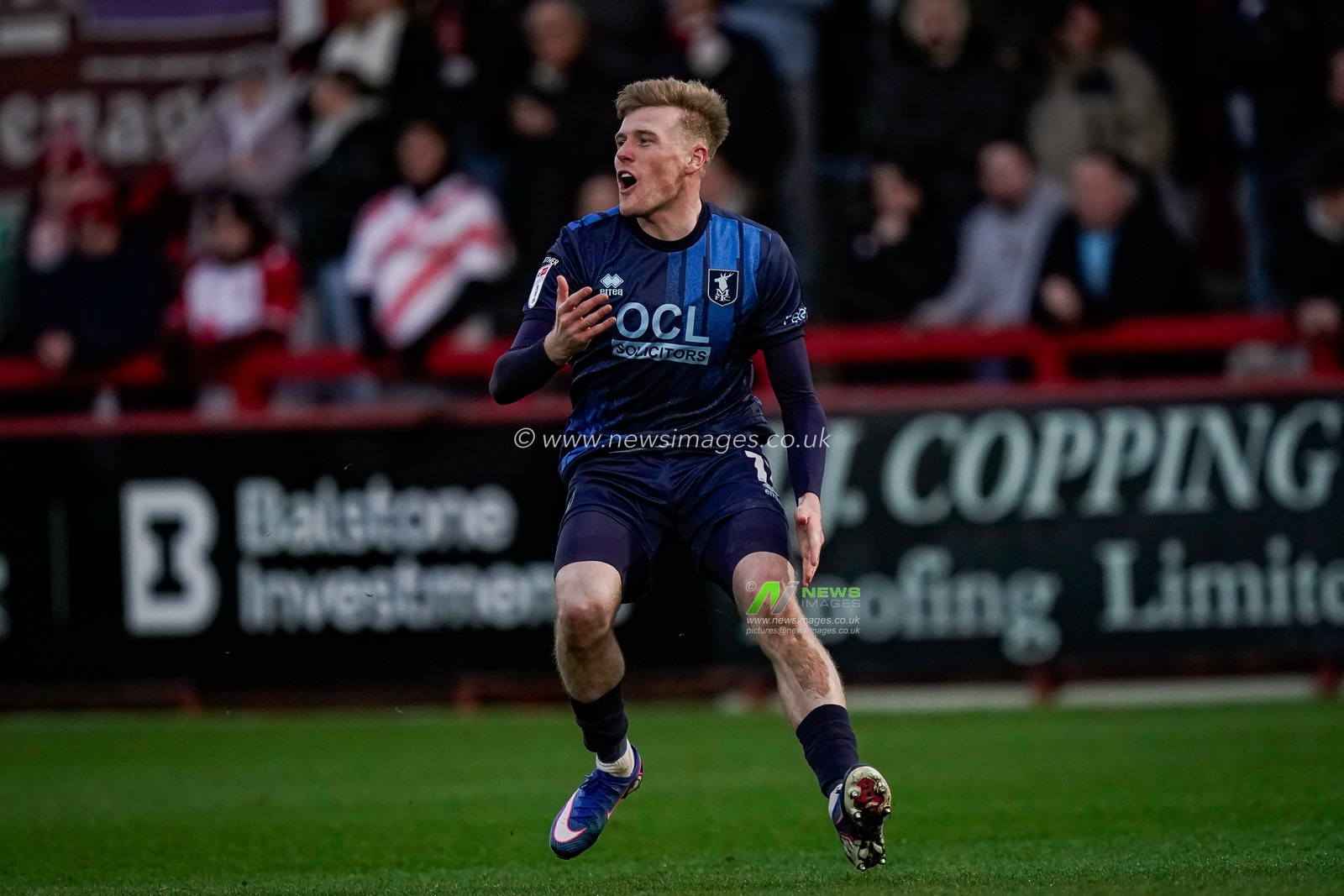 Will Evans of Mansfield Town reacts to a referee decision during the Sky Bet League 1 match Stevenage vs Mansfield Town at Lamex Stadium, Stevenage, United Kingdom, 24th January 2026

(Photo by Maynard Manyowa/News Images)
