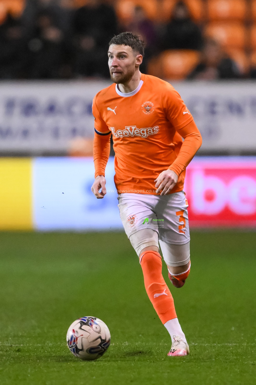James Husband of Blackpool makes a break with the ball during the Sky Bet League 1 match Blackpool vs Fleetwood Town at Bloomfield Road, Blackpool, United Kingdom, 9th April 2024

(Photo by Craig Thomas/News Images)