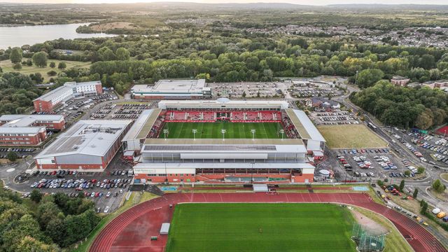 An aerial view of Leigh Sports Village ahead of the Betfred Super League round 25 match Leigh Leopards vs Castleford Tigers at Leigh Sports Village, Leigh, United Kingdom, 28th August 2025

(Photo by Alfie Cosgrove/News Images)